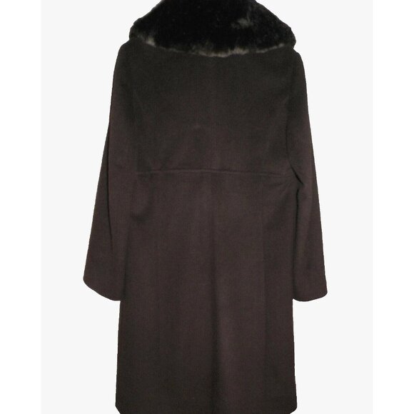 Women's 10 Jones New York GIII Brown Wool Blend 3/4 Long Coat True to Size - Picture 3 of 13